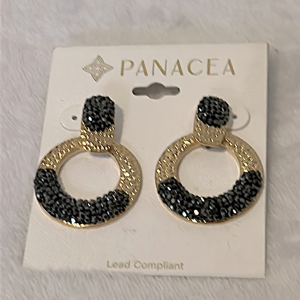 Panacea Gold And Black Post Earrings New
